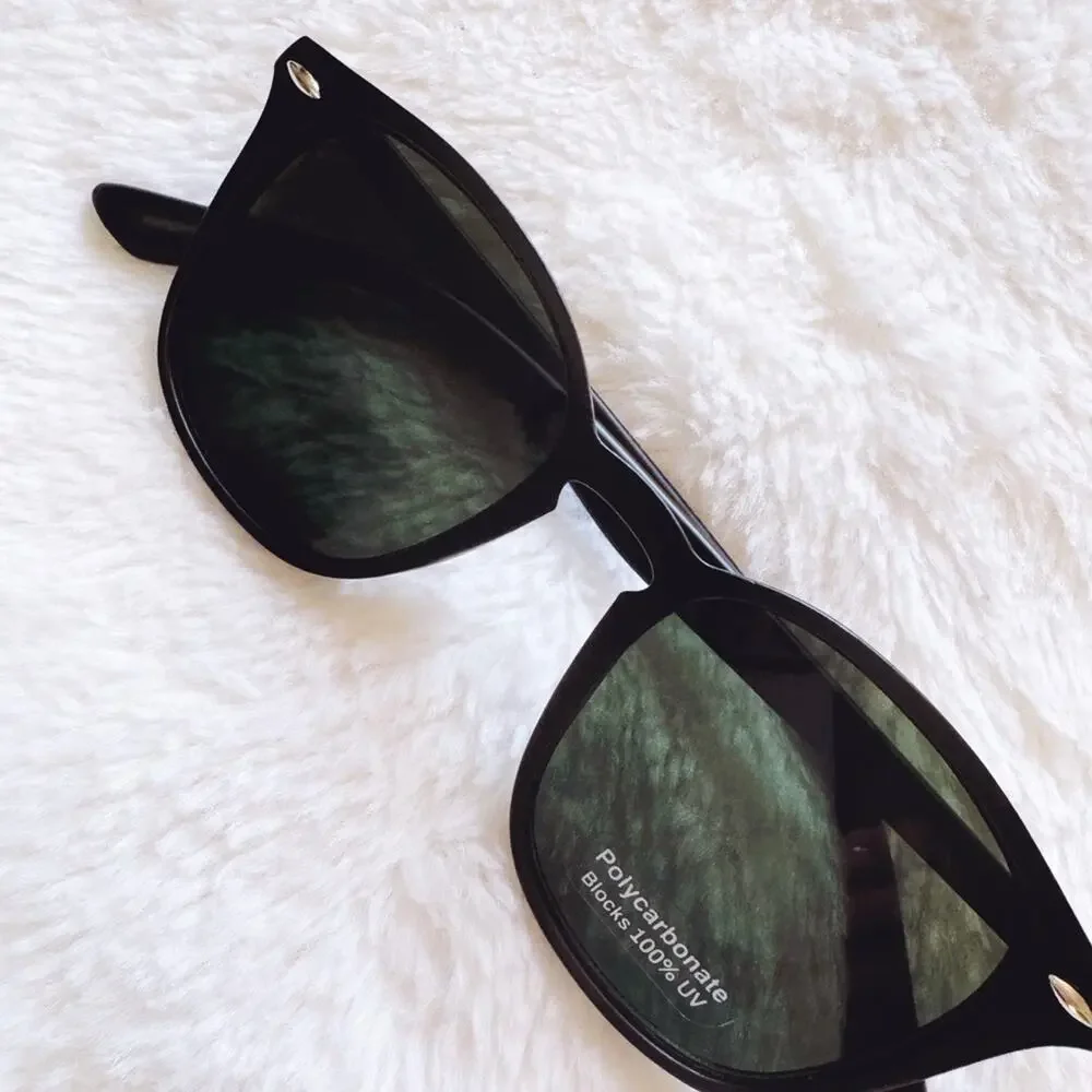 Milo Black W/ Green Lenses Oversized Oval Horn Rims Sunglasses